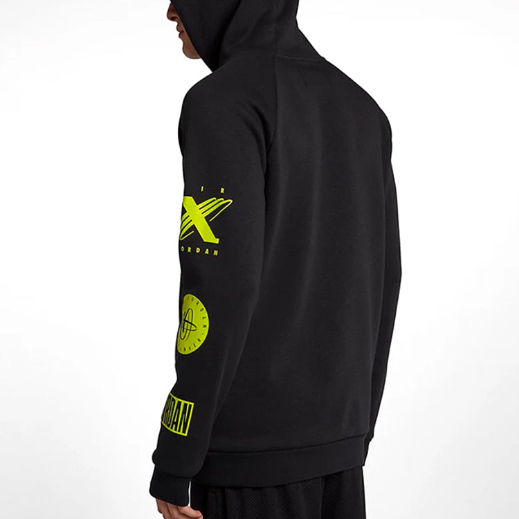Air Jordan Air logo Printing Fleece Lined Pullover Black Green BQ0298-010