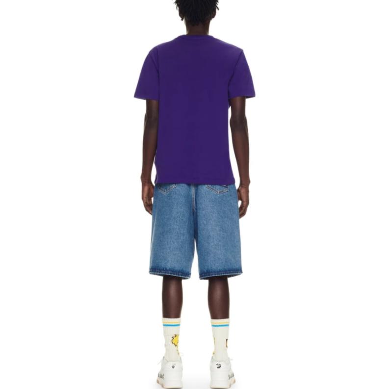 Off-White Logo-Embroidered Cotton T-shirt 'Dark Purple' OMAA027S23JER0083710