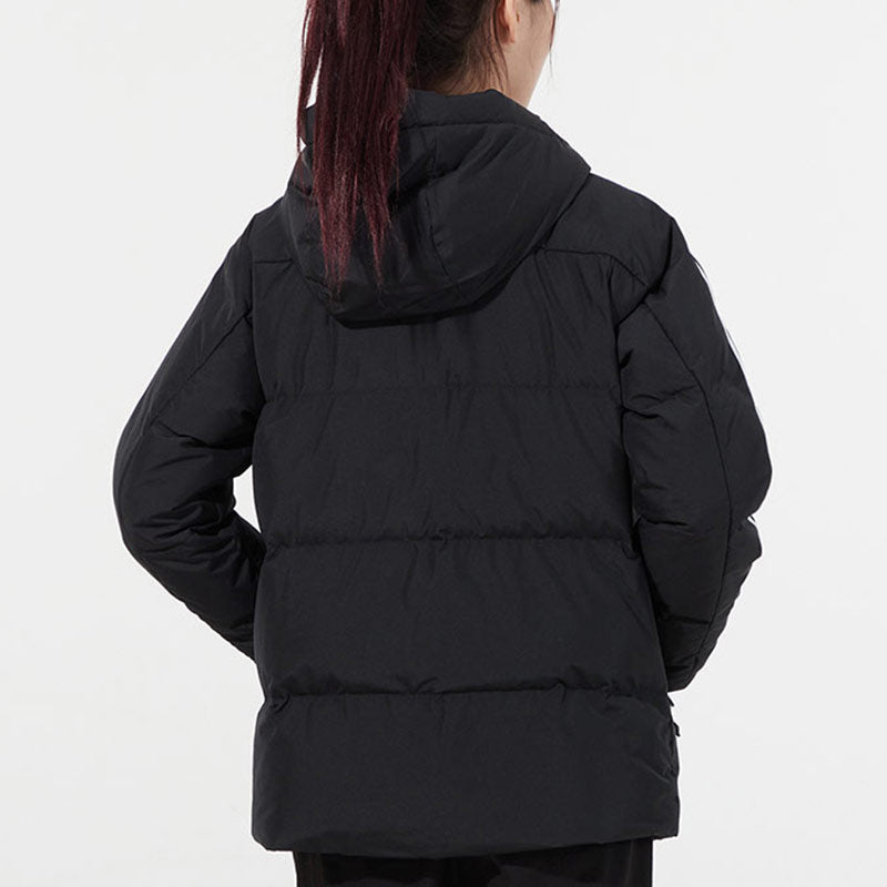 (WMNS) adidas W 3St Puff Jkt Double Layer Knit Zipper Pocket hooded down Jacket Black H23063