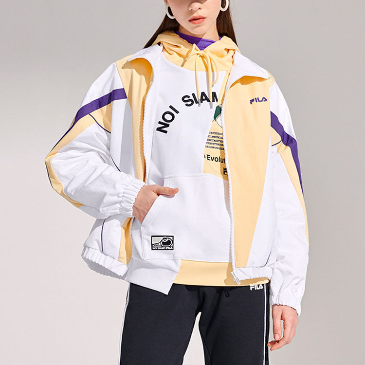 FILA FUSION Logo Printing Contrasting Colors Stand Collar Sports Jacket Yellow T11W111701F-YE