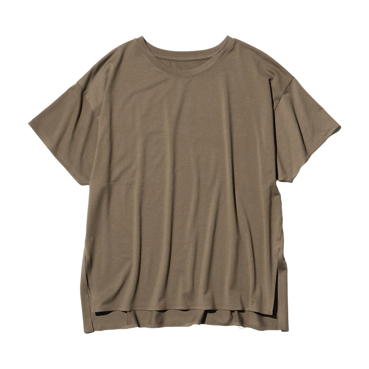 (WMNS) UNIQLO AIRism Seamless Crew Neck Long T-Shirt Short Sleeve 'Khaki' 474415-33