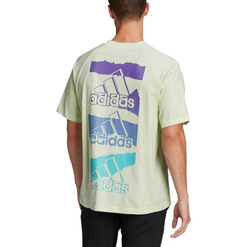 Men's adidas Logo Printing Round Neck Pullover Short Sleeve Japanese Version Green T-Shirt HE4420