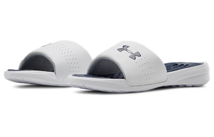 (WMNS) Under Armour Playmaker Fixed Strap Slide 'White Blue' 3000063-103