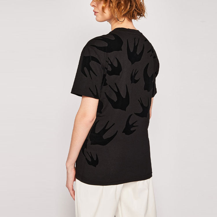 McQ Alexander McQueen SS21 Swallow Pattern Short Sleeve Black 318978-RLT73-1000