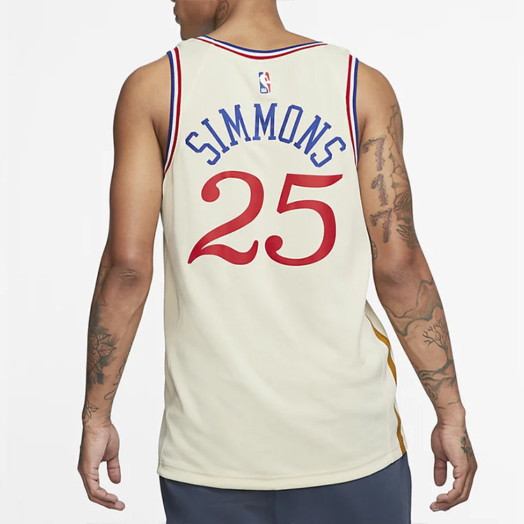 Nike MENS NBA Philadelphia 76ers Ben Simmons 25 City Edition Swingman Jersey White Creamy AV4664-281