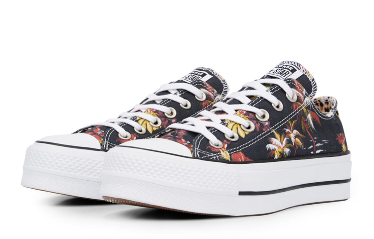 (WMNS) Converse Chuck Taylor All Star Hawaiian Mix Platform Low Top Floral Thick Sole 'Black White' 565793C