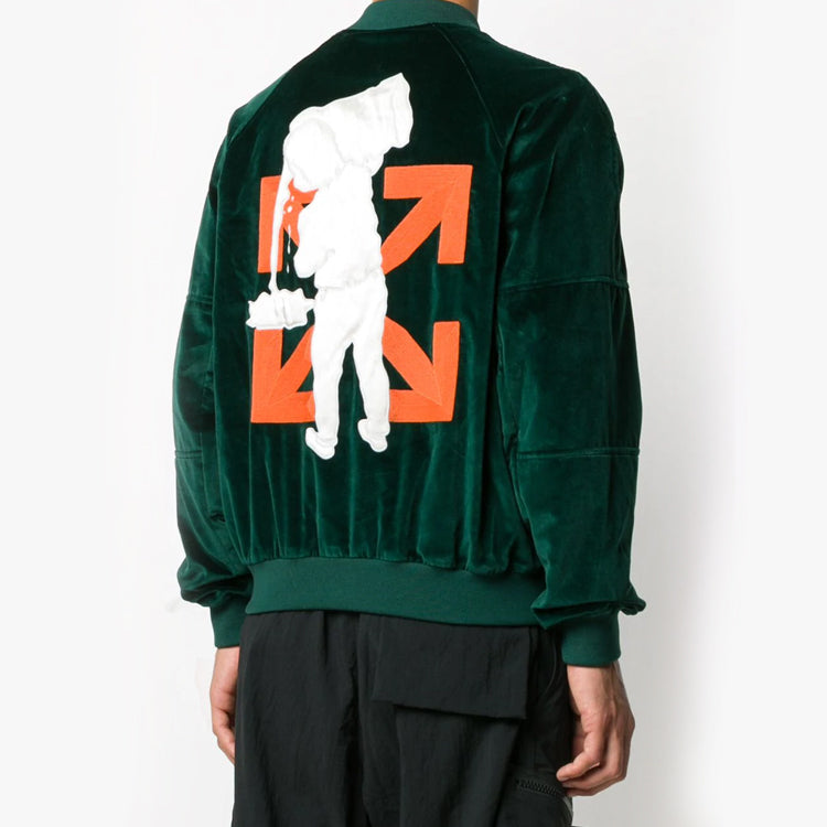 Men's Off-White logo Aviator Green Jacket OMEA234E20FAB0015720