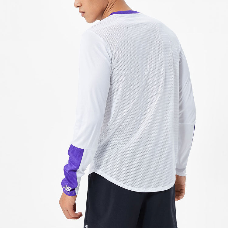 New Balance Men's New Balance Logo Contrasting Colors Round Neck Long Sleeves White MT13239-DVH