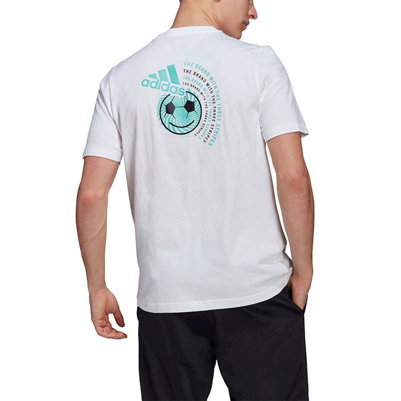 adidas Smiling Face Soccer/Football Printing Sports Short Sleeve White GL3488