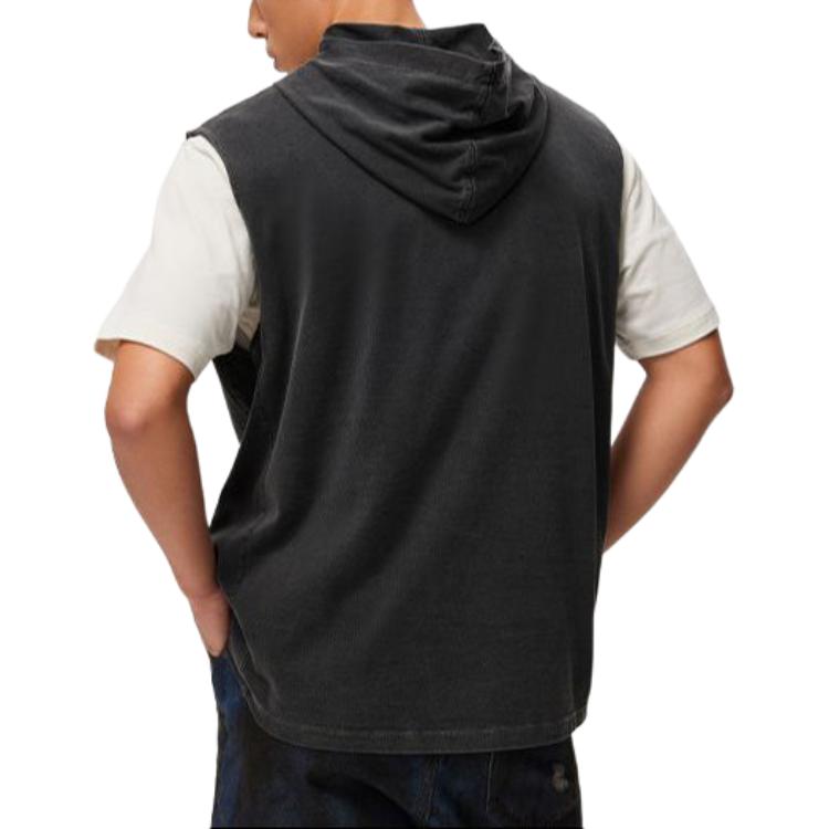 Li-Ning BadFive Graphic Sleeveless Hoodie 'Washed Black' AVSU437-1