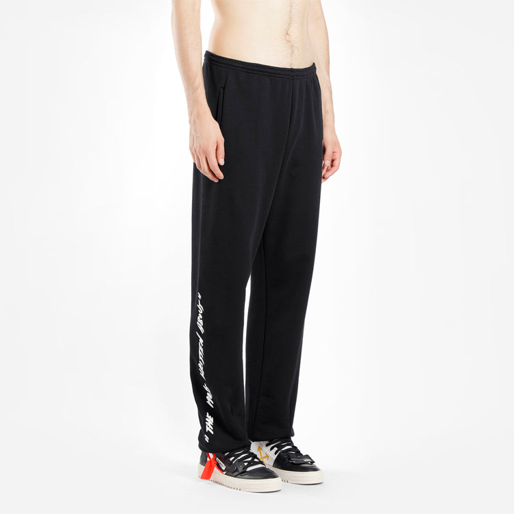 Off-White Mona Lisa Pattern Alphabet Printing Sports Long Pants Black OMCH014S190030051020