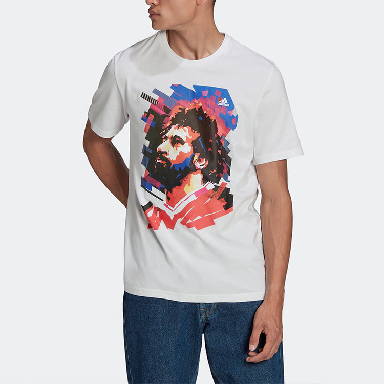adidas M Salah G T Portrait Alphabet Numeric Printing Soccer/Football Sports Short Sleeve White HA0937