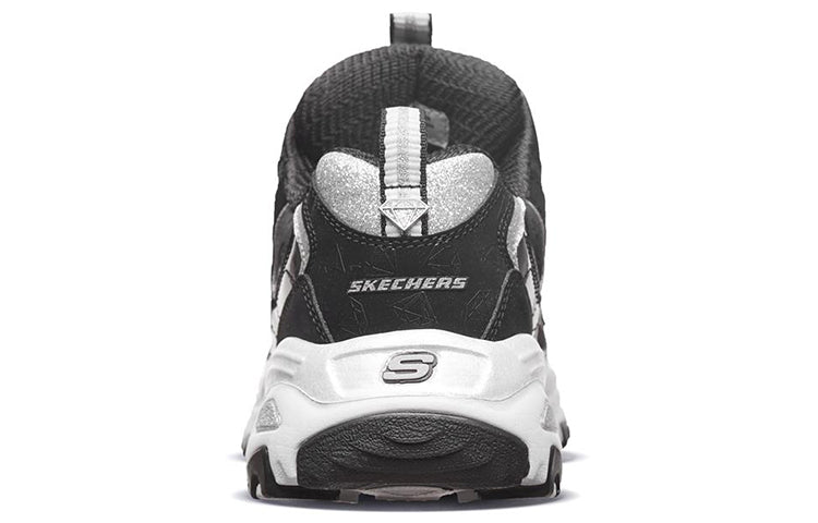 (WMNS) Skechers D'Lites Running Shoes Black/White/Gray 12242-BKW