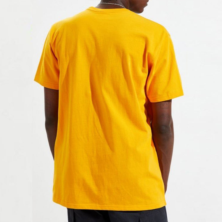 Men's Mitchell & Ness Big Face Series Los Angeles Lakers Large Logo Printing Short Sleeve Yellow SSTEBW19070-LALGOLD