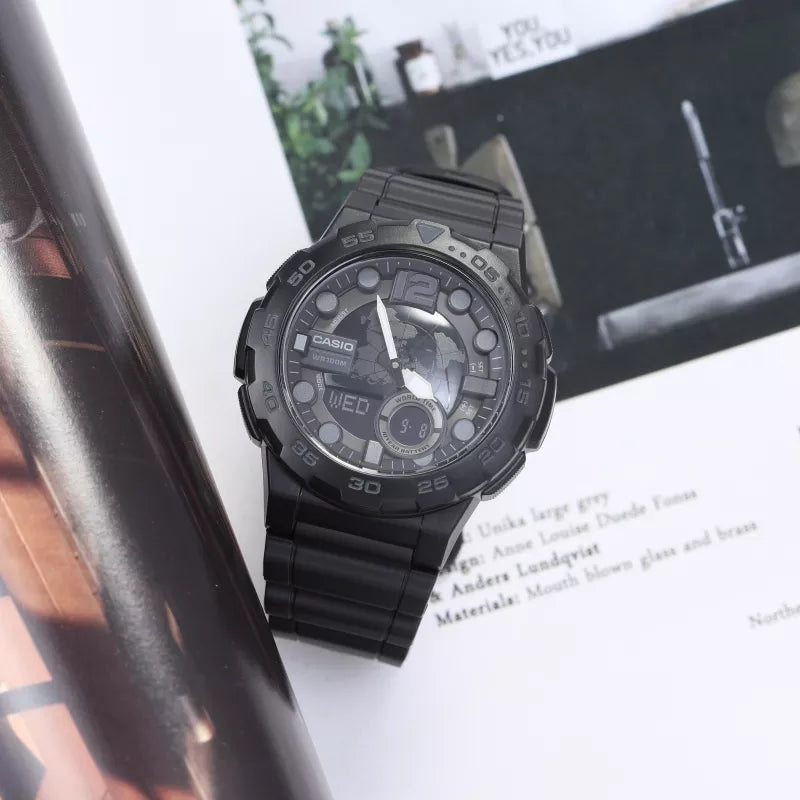 CASIO Waterproof Sports Mens Black Analog AEQ-100W-1BVDF