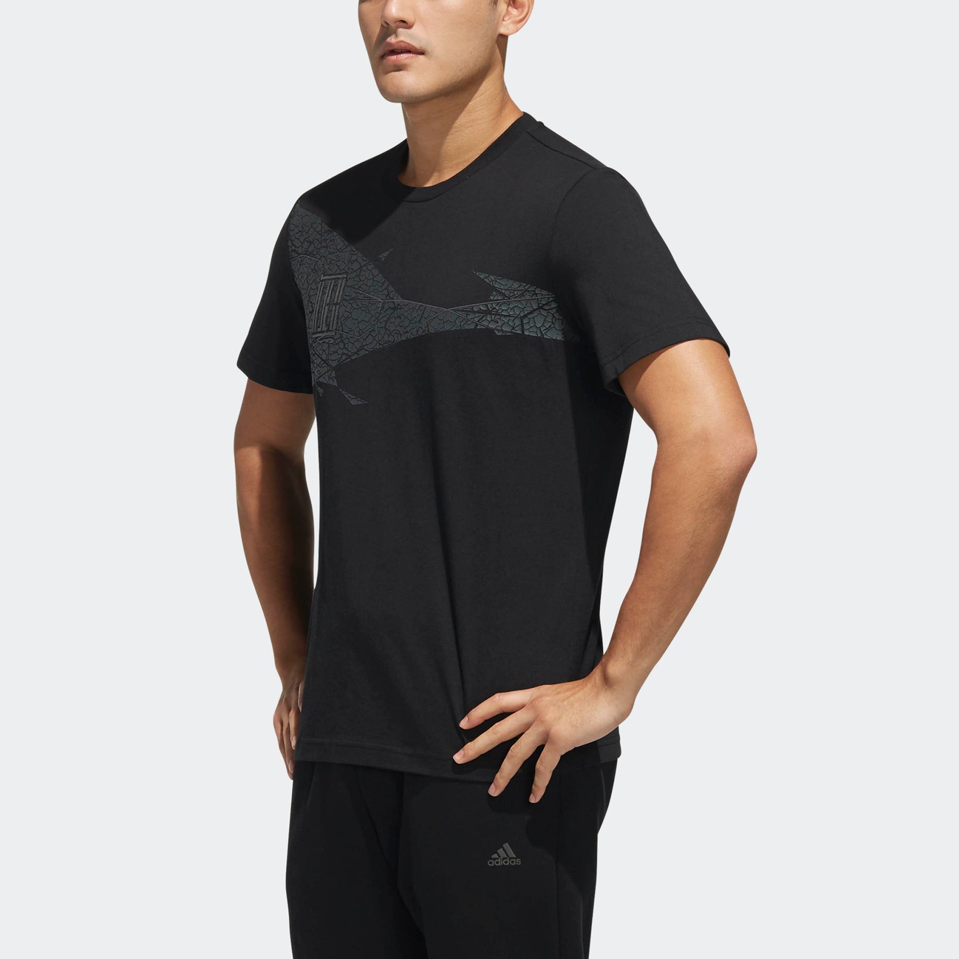 adidas Printing Round Neck Pullover Short Sleeve Black DW4682
