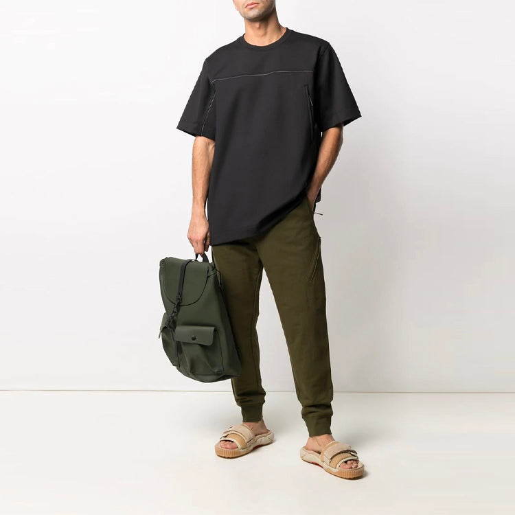Men's Y-3 SS21 Logo Pattern Round Neck Short Sleeve Black T-Shirt GV6088
