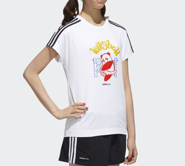 (WMNS) adidas neo Panda Tee Printing Loose Short Sleeve White GK1561