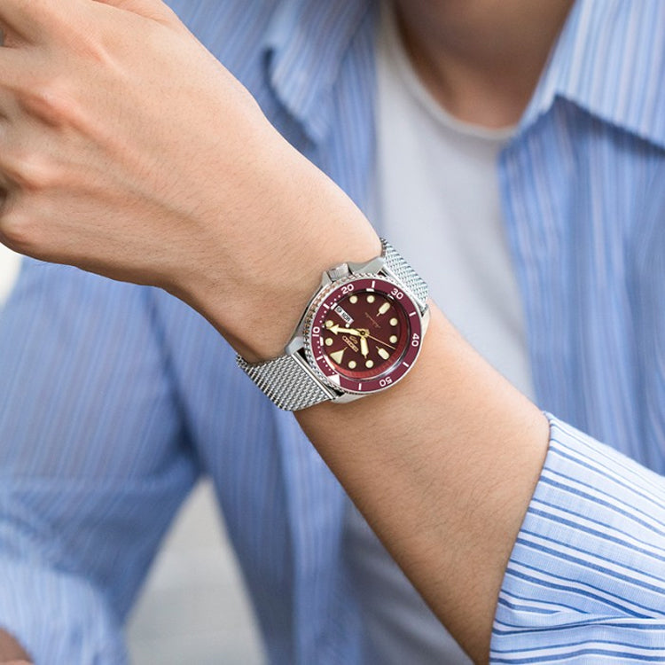 SEIKO No. 5 Sports Mechanical Watch Wine Red SRPD69K1
