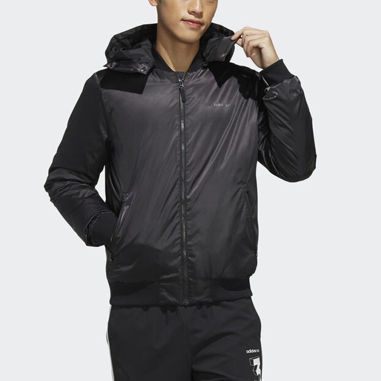 adidas neo protection against cold Stay Warm Sports hooded down Jacket Black EI4438