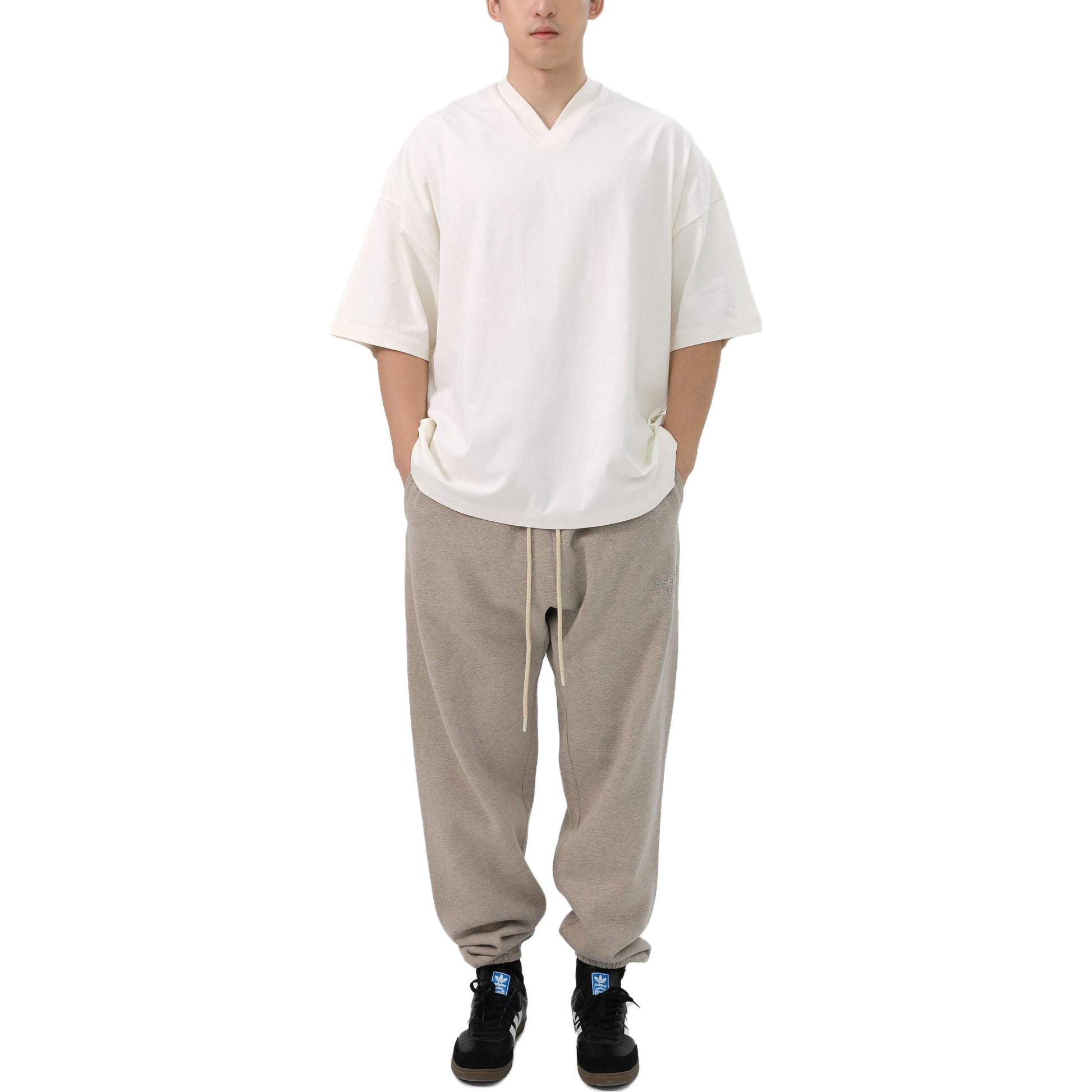 Fear of God Essentials FW23 V-Neck T-shirt 'Cloud Dancer' 125BT234111F