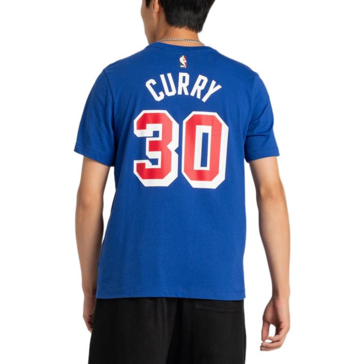 Nike SS22 NBA Warriors Curry 30 Casual Breathable Sports Short Sleeve Blue DA7342-401