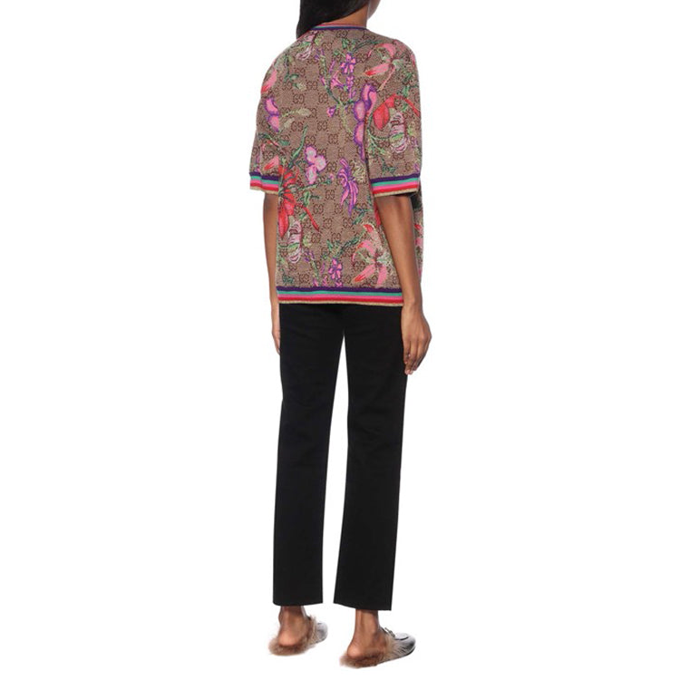 (WMNS) Gucci GG Floral Printed Crewneck For Brown 606083-XKA7F-2006
