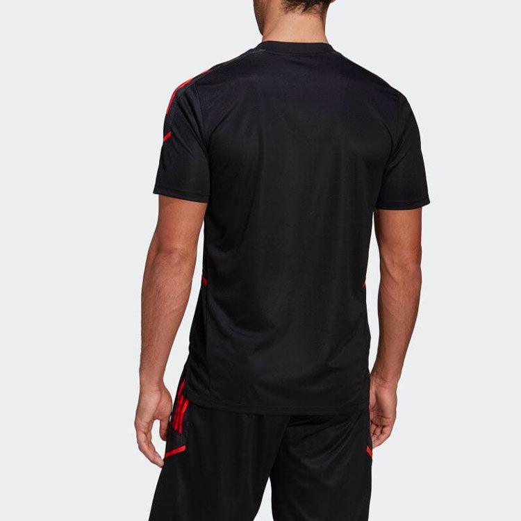 Men's adidas Logo Stripe Printing Pullover Round Neck Short Sleeve Japanese Version Black T-Shirt HA2485