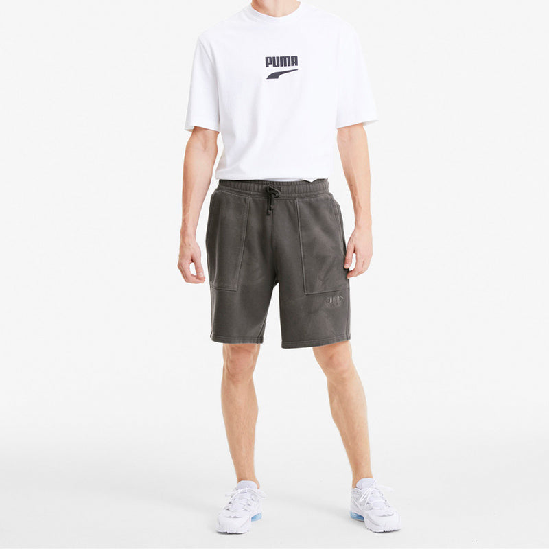 PUMA Solid Color Drawstring Casual Shorts Gray 598524-45