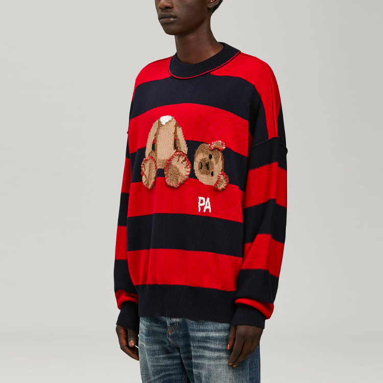 Palm Angels Bear Striped Sweater 'Navy Blue Red' PMHE007S22KNI0014660