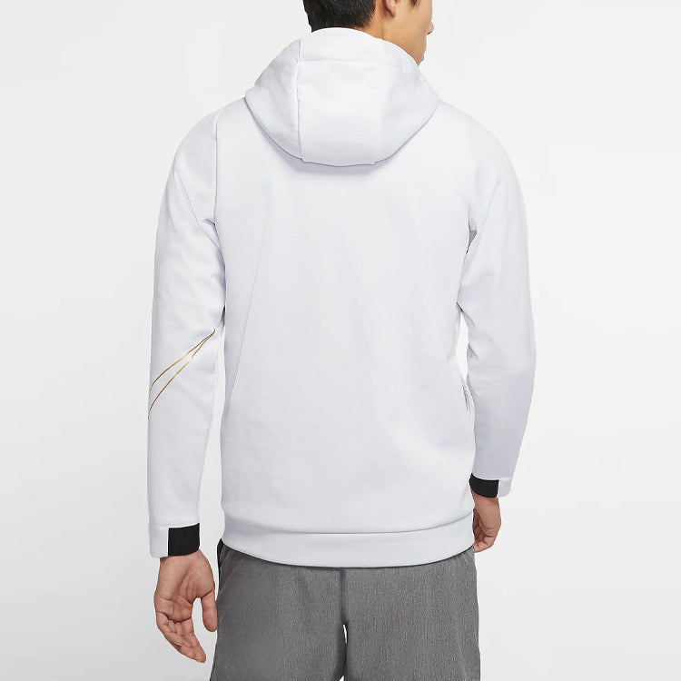 Nike Logo Printing Plus Fleece Hooded Jacket Coat White CU3678-100