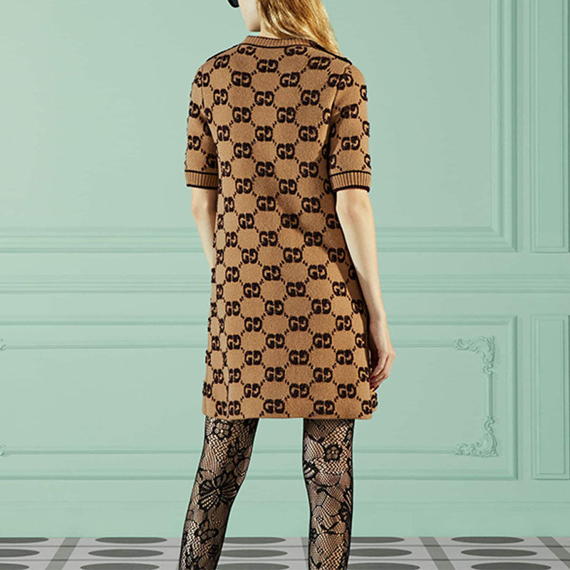 (WMNS) Gucci GG wool boucl jacquard dress 'Camel Brown' 718630-XKCNA-2668