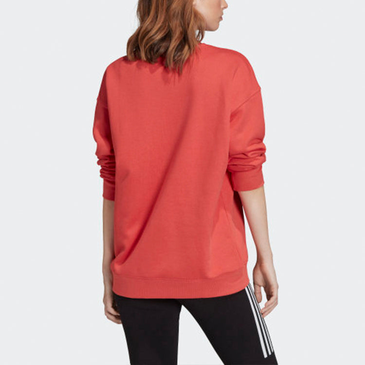 (WMNS) adidas originals Logo Printing Round Neck Sports Hoodie Red FM3291