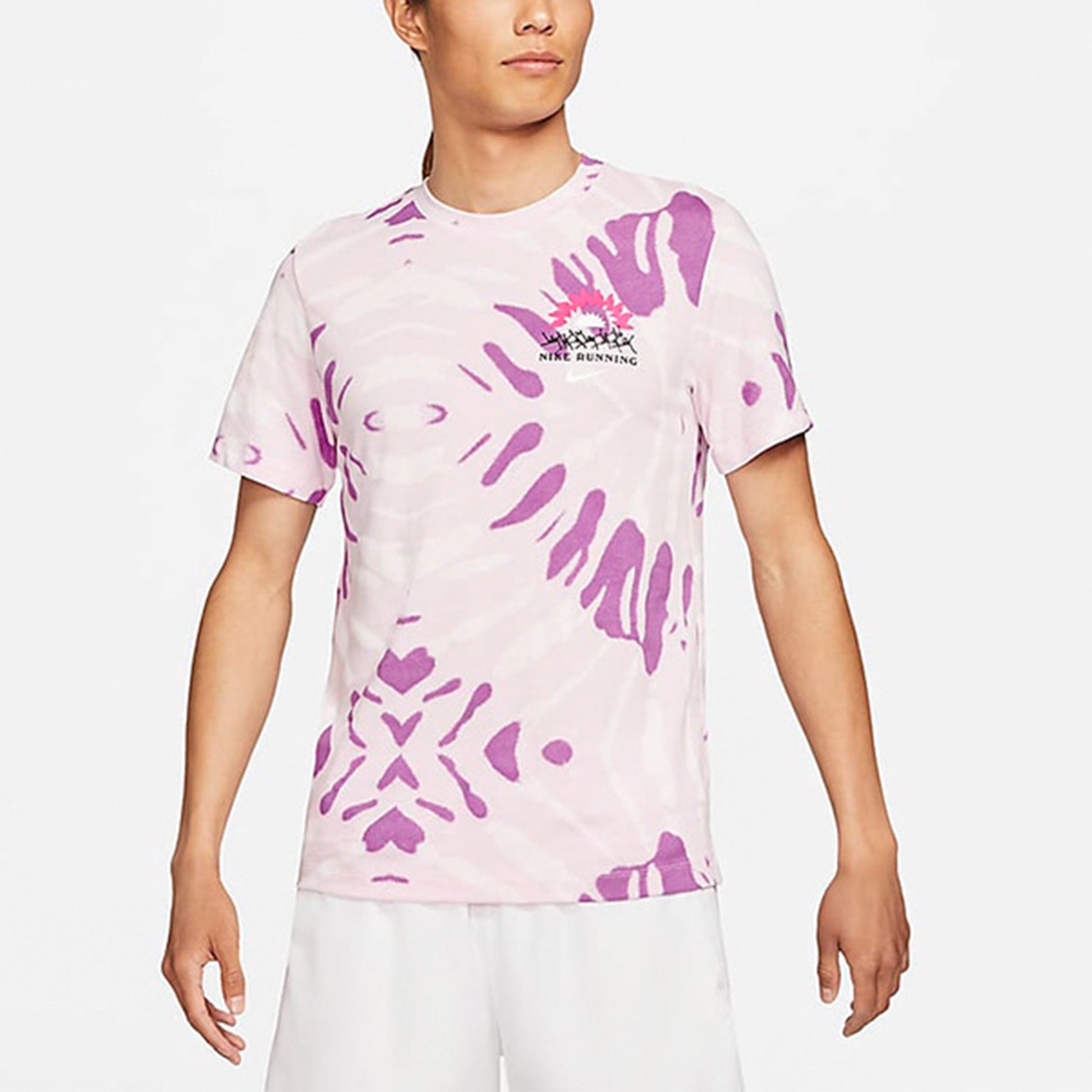 Nike Tie Dye Printing Sports Round Neck Short Sleeve Pink CZ9892-663
