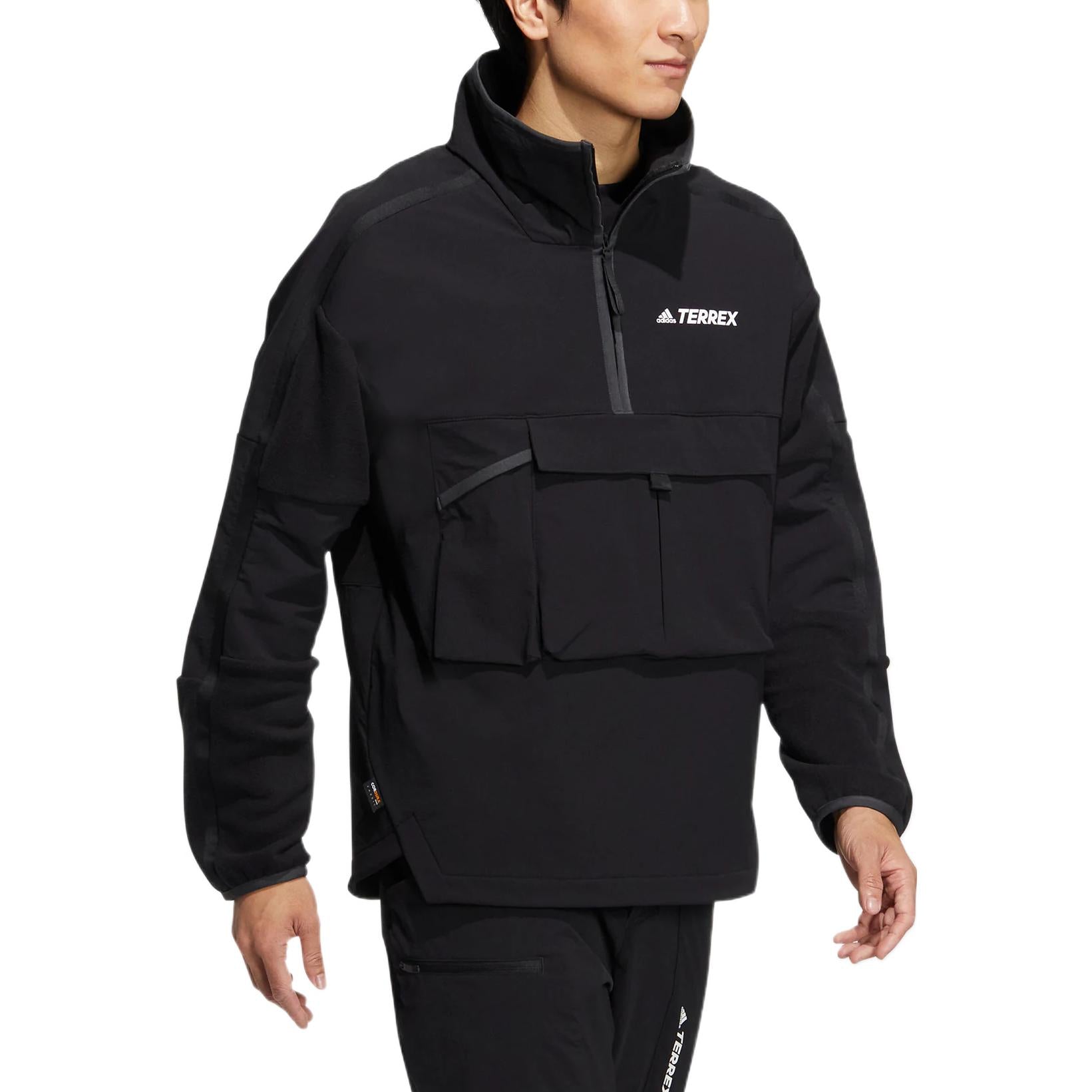 adidas neo Utl Hz Top Solid Color Printing Zipper Stand Collar Pullover Black Windbreaker HN2035