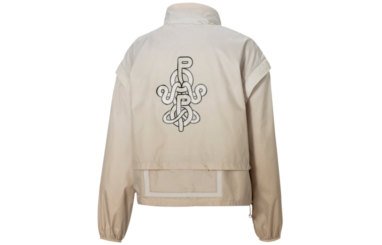 (WMNS) PUMA x PRONOUNCE Crossover Printing Gradient Woven Hooded Jacket Khaki 532147-20