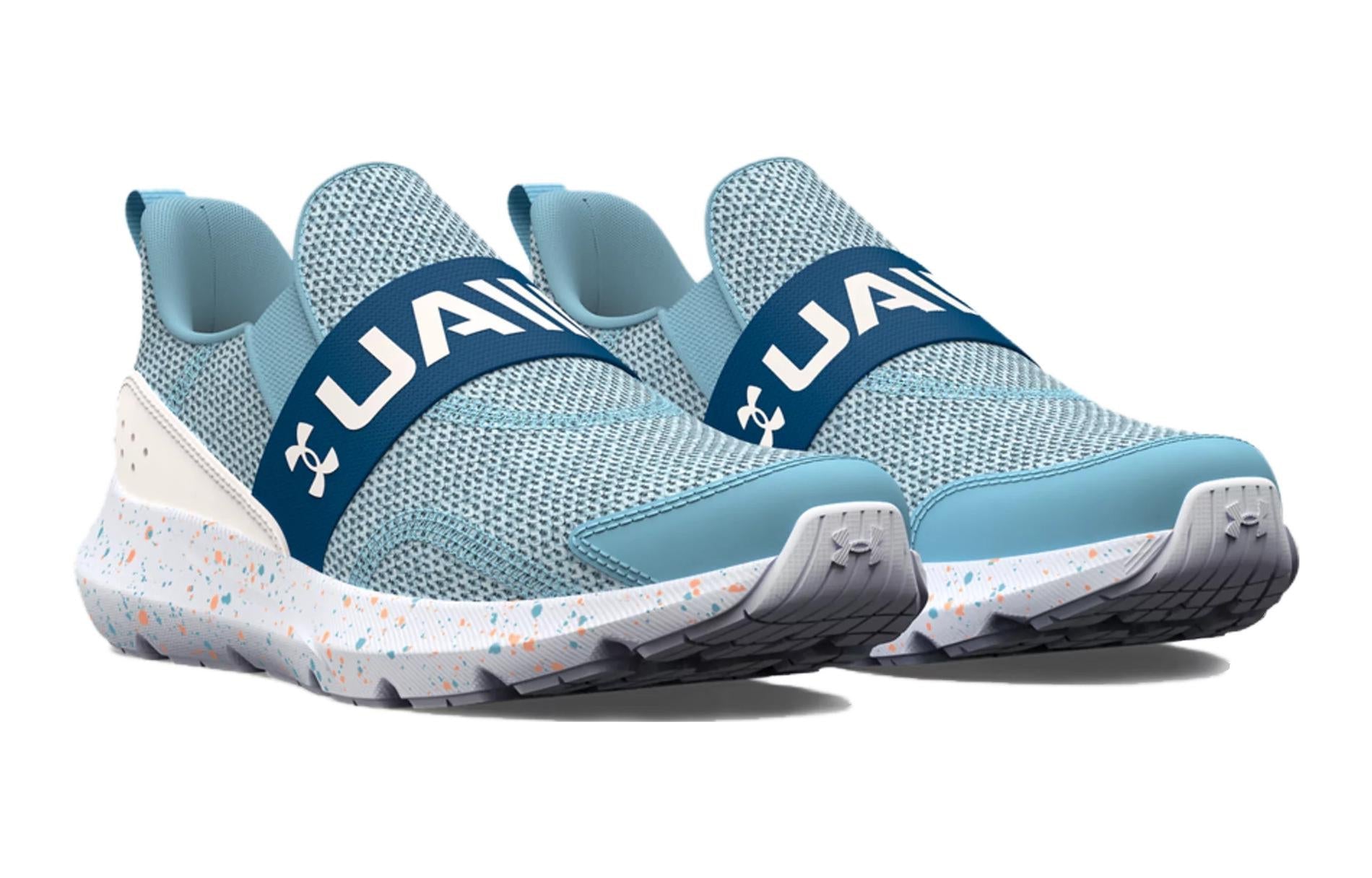 (PS) Under Armour Surge 3 Slip On Paint Splatter Running Shoes 'Blue Teal' 3026870-400