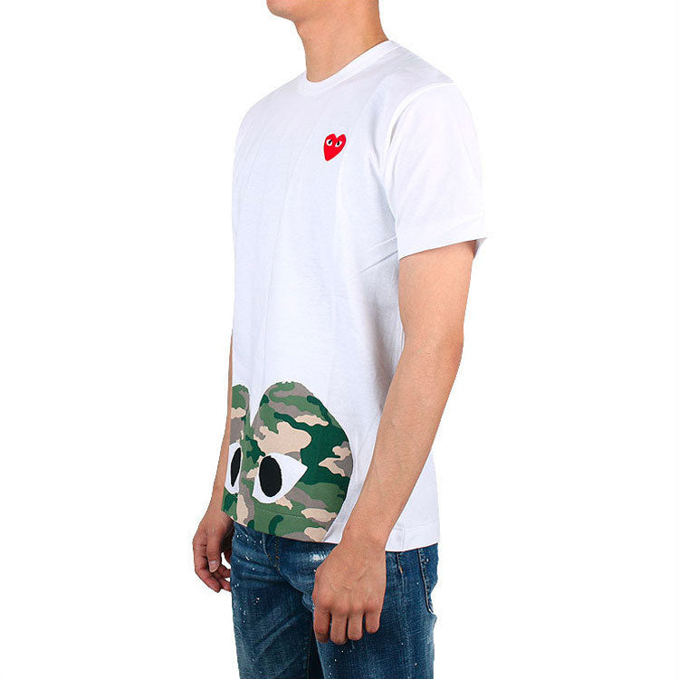 COMME des GARCONS PLAY Camouflage Short Sleeve White AZT244