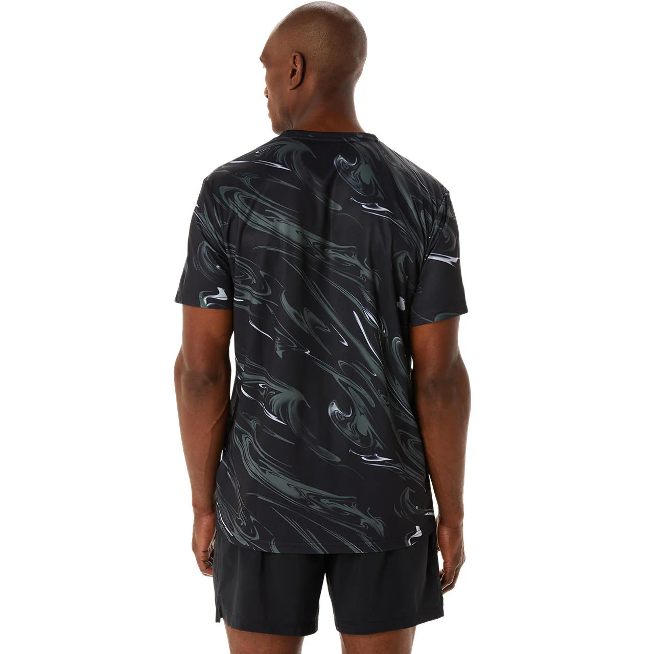 ASICS Suminagashi Motif Print Short Sleeve Top 'Black' 2031D775-001