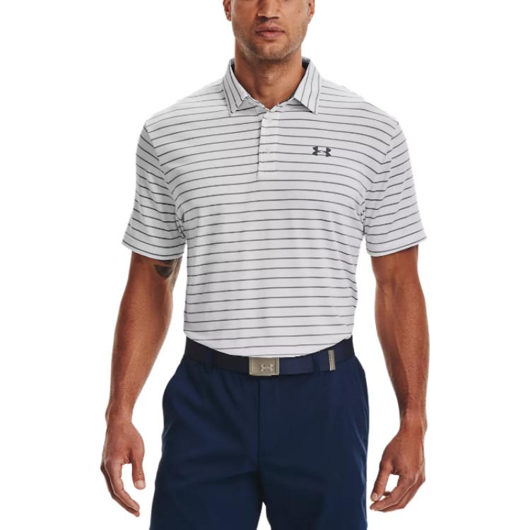 Under Armour Playoff Core Stripe Polo Shirt 'White Grey' 1351130-014