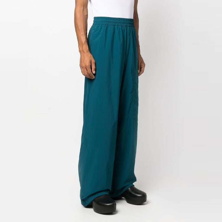 Men's Off-White FW22 Solid Color Elastic Waistband Straight-Leg Casual Pants/Trousers Loose Fit Blue OMCA238F22FAB0025900