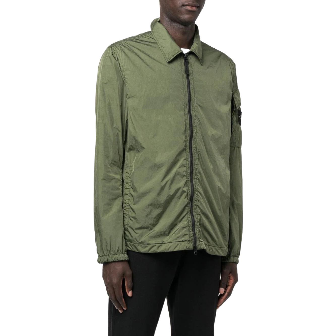 STONE ISLAND Garment Dyed Crinkle Reps Overshirt Jacket 'Olive Green' 771510223-V0058