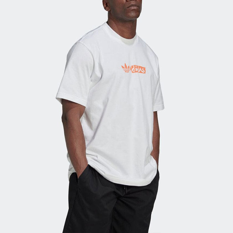 adidas originals Geometry Pattern Printing Logo Round Neck Short Sleeve White HT1658
