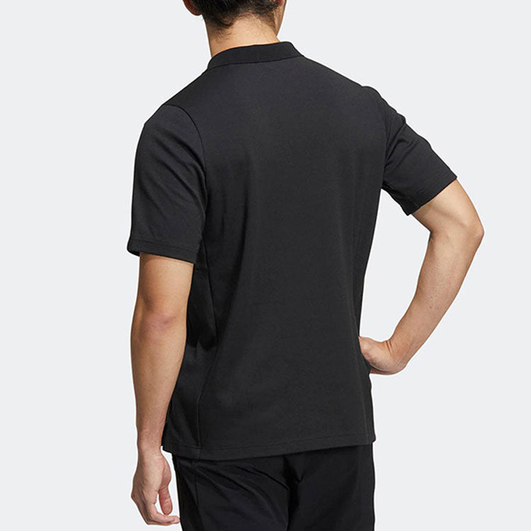 adidas Solid Color Alphabet Logo Printing Casual Short Sleeve Polo Shirt Black HM3816