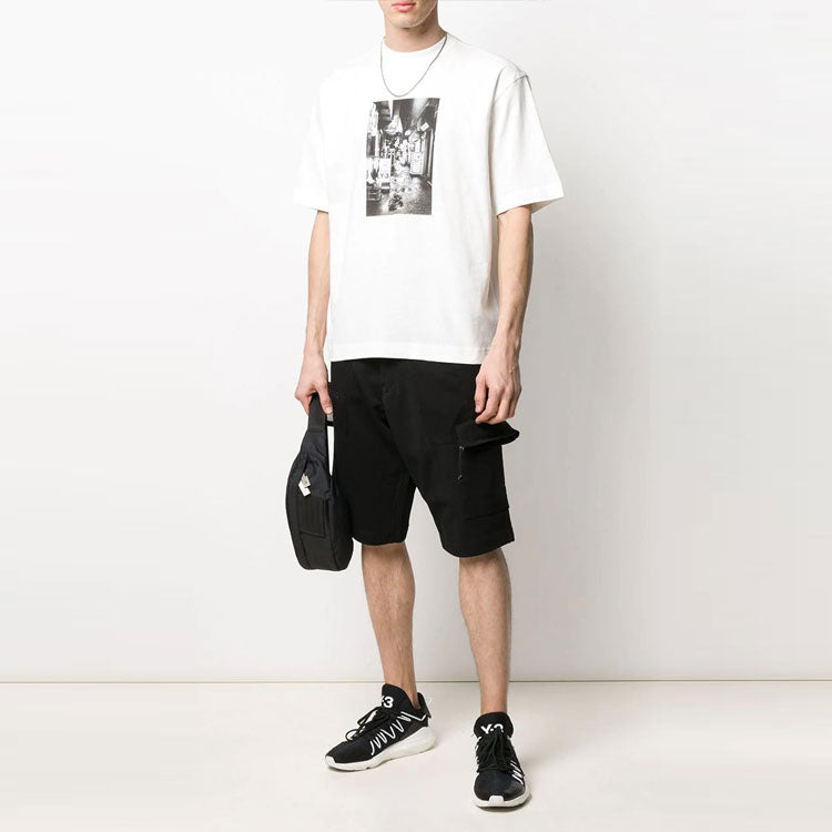Men's Y-3 SS20 Photo Printing Round Neck Short Sleeve White FT1373