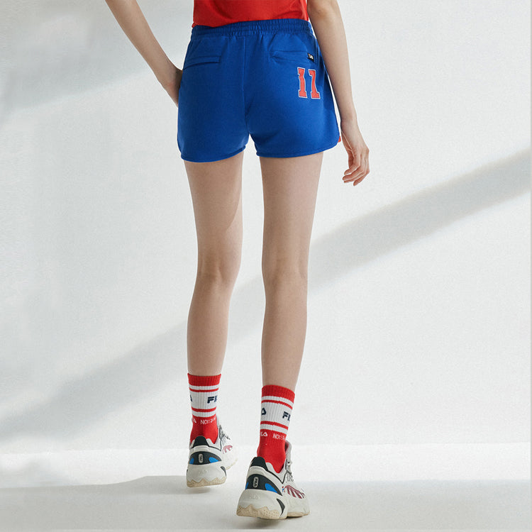 (WMNS) FILA Contrasting Colors Numeric Printing Sports Shorts Blue T11W022603F-BU