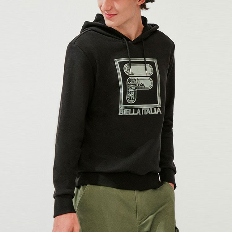 FILA Print Monogrammed Sports Hooded Jumper For Men Black F11M018206G-BK