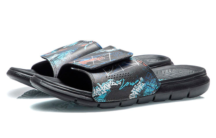 Li-Ning Badfive Basketball Slides 'Black Blue' ABTR007-4