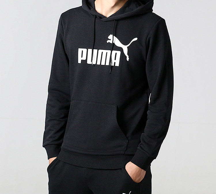 PUMA ESS Hoody TR Big Logo Pullover Fleece Black 855461-01