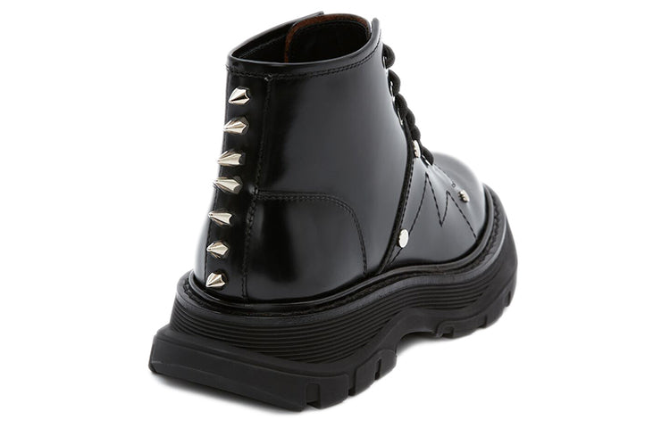 (WMNS) Alexander McQueen Leather Tread Ankle Boots 'Black' 685692WHZ851081